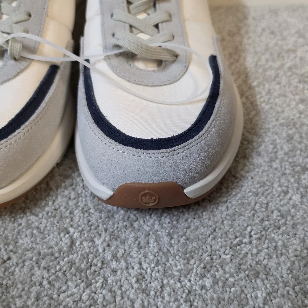 Men's Peter Millar Journeyman Sneakers Ivory Navy Blue MF25EF3 New Size 9.5